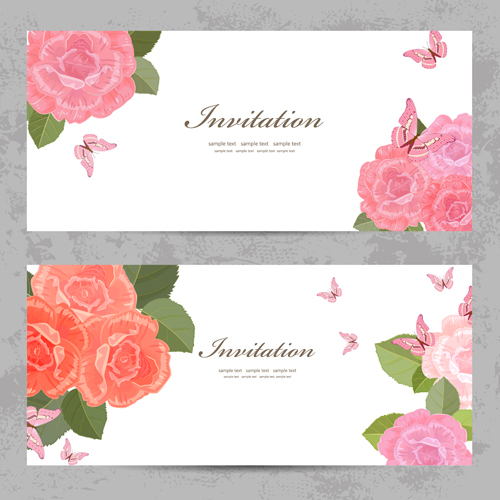 Blumenrose Einladungskarte Vektor 02 rose Karte Einladung Blume   