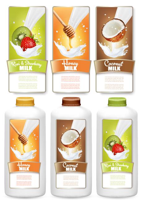Obstmilch-Marke Aufkleber Vektorvorlage 06 Obst Milch Marke Aufkleber   