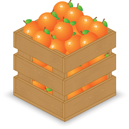 Fruits avec des graphiques de vecteur de caisse en bois 06 fruits en bois caisse en bois caisse   