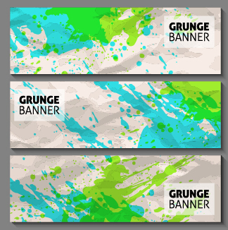 Grunge-Aquarell-Banner setzen Vektormaterial 03 grunge banner Aquarell   