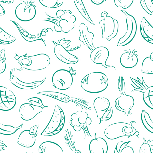 手描き野菜シームレスパターンベクトル03 野菜 描画 手 パターン シームレスな   