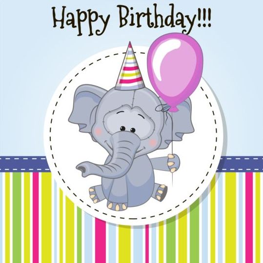 Carte de joyeux anniversaire avec le vecteur mignon d’éléphant mignon heureux elephant carte Anniversaire   