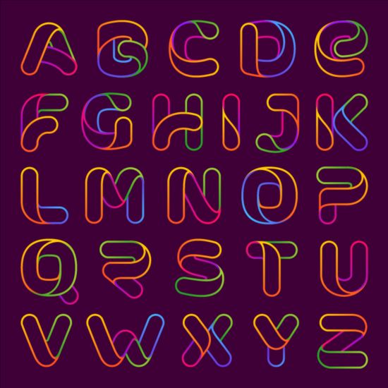 Vecteur alphabet multicolore multicolore alphabet   