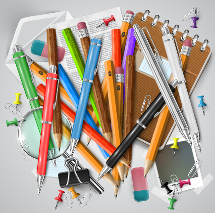 Crayon et outils d’apprentissage vecteur de fond 01 vecteur de fond outils d’apprentissage fond crayon   