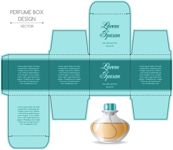 Parfüm-Karten-Verpackungen Schablone Vektormaterial 08 Verpackung Parfüm box   