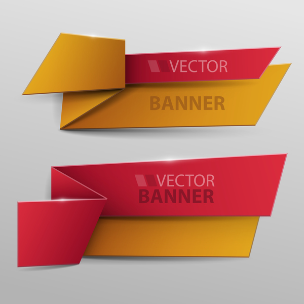 Bannières en papier à recoin Vectorrecolorié bannières de papier vecteur Recoé papier bannières   
