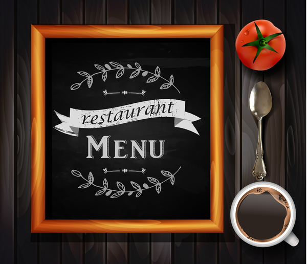 Restaurant-Menürahmen mit Holzhintergrund Vektor 07 restaurant Rahmen menu Holz   