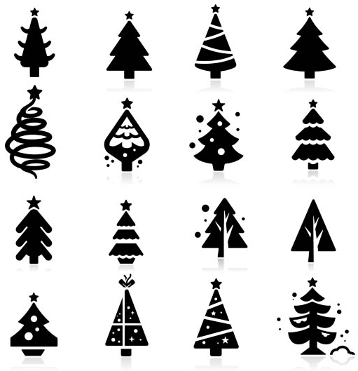 Silhouettes de sapins de Noël ensemble vecteur silhouettes Noël arbres   