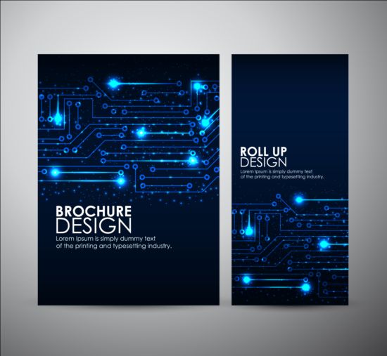 Tech style brochure couverture modèle vecteur 01 tech style couverture brochure   