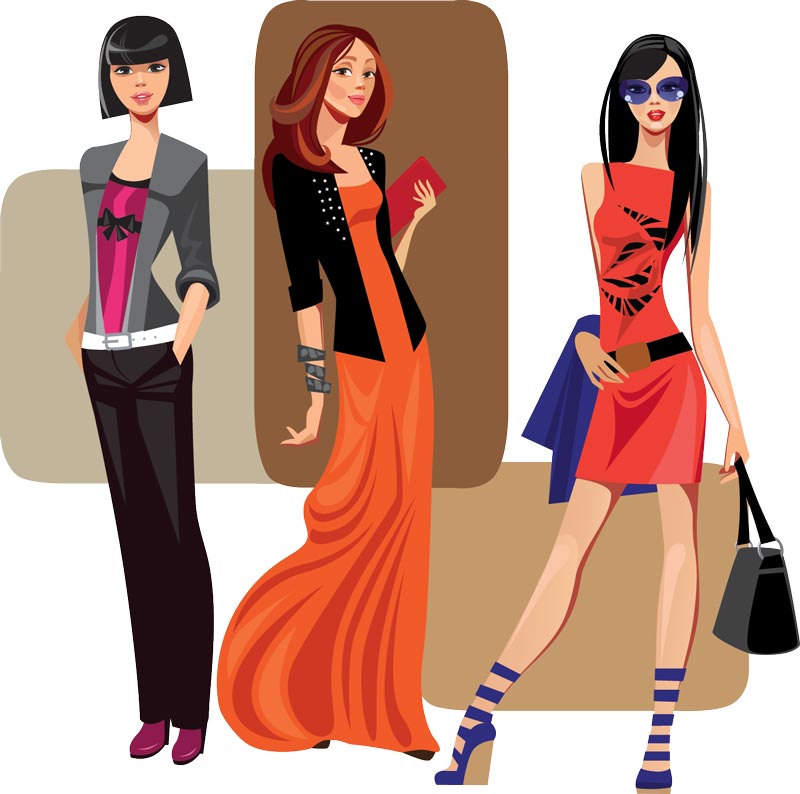 Vector Fashion Girls Design-Elemente Set 10 Mode Mädchen mode Elemente   