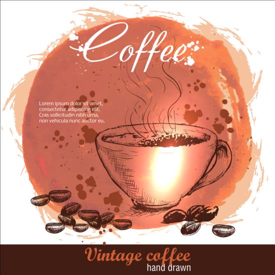 Affiche de café Vintage Heand dessiné vecteur 02 vintage heand dessiné cafe affiche   