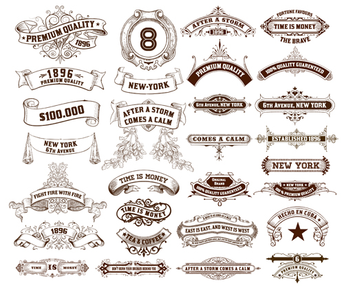 Rubans Vintage étiquettes design graphique vintage rubans ruban étiquettes étiquette   