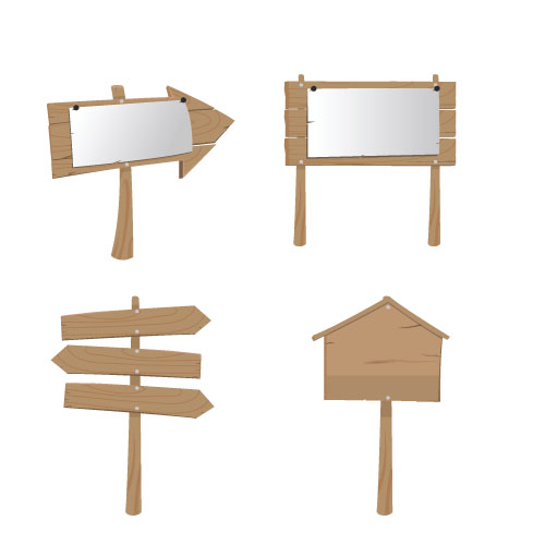木製標識デザインベクトルセット08 看板 木製 デザイン   