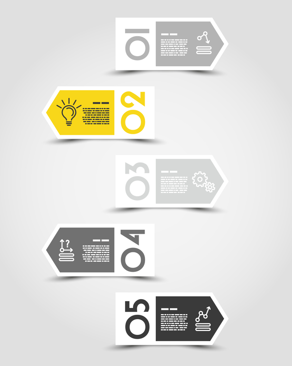 Gelb mit schwarzem Infografie-Vektorvorlage Set 07 Schwarz infographisch gelb   