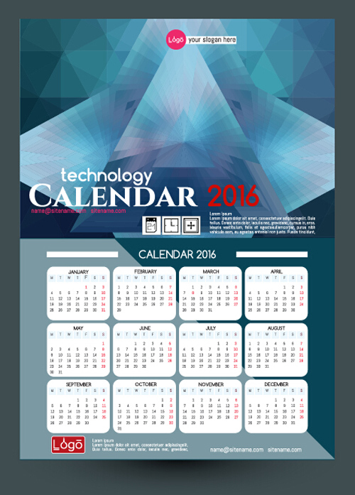 2016テクノロジーカレンダーテンプレートベクトル16 技術 テンプレート カレンダー 2016   