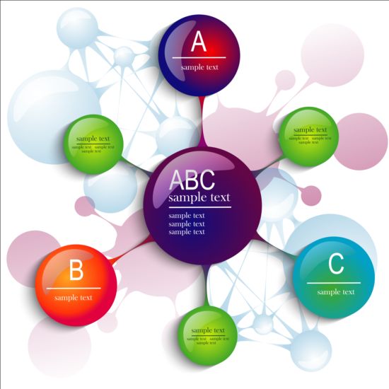 3D molécules infographies Tamplate Vector 04 Molecules infographies 3d   