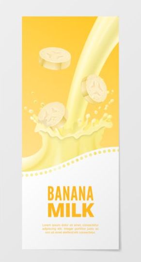 Bananenmilch-Banner-Vektor Milch banner Banane   