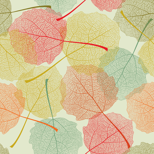 Belle automne feuilles vecteur seamless pattern 03 sans soudure modèle feuilles d’automne automne   