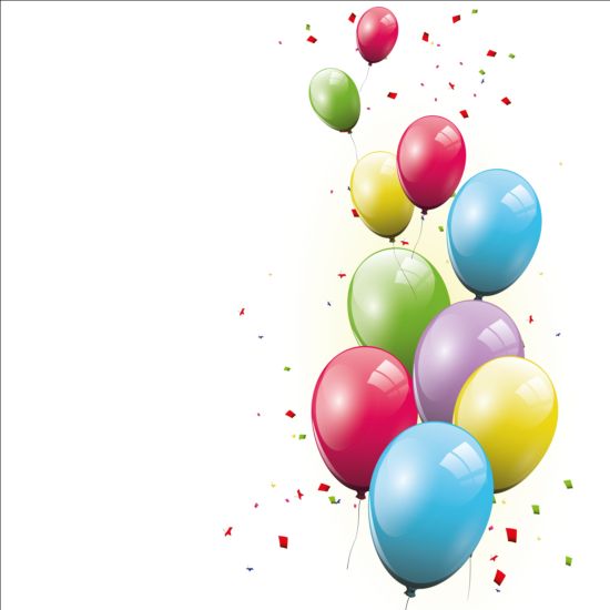 Geburtstag Hintergrund gefärbte Konfetti mit Ballon-Vektor 04 Konfetti Hintergrund Geburtstag farbig ballon   