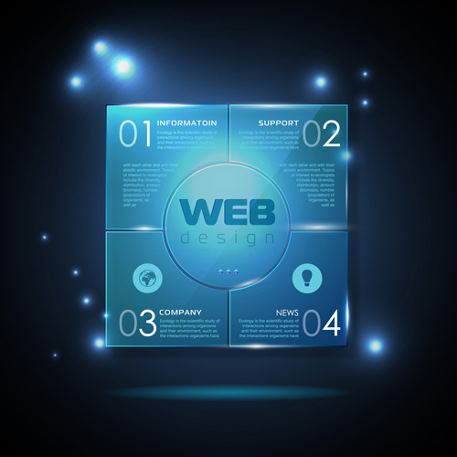 Blaue Webinfografie-Vorlage Design-Vektor 01 web Vorlage Infografik Blau   