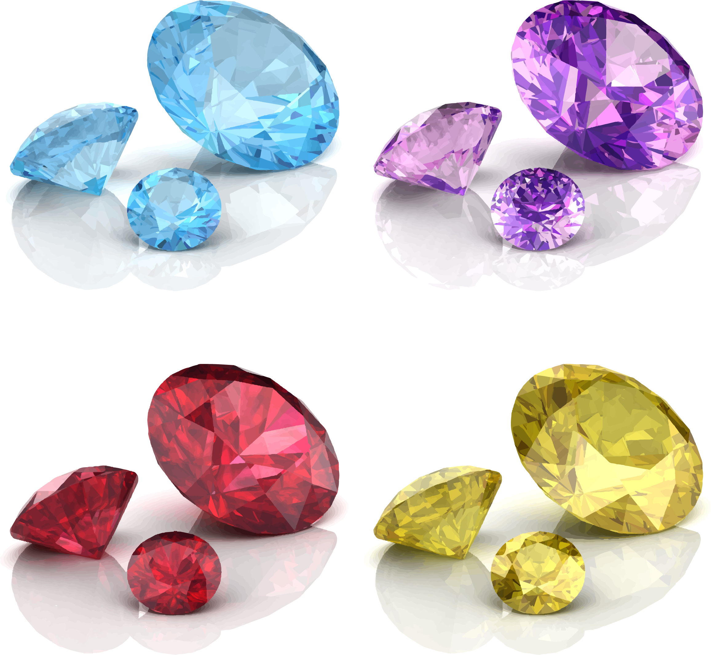 Diamants colorés lumineux ensemble vecteur 02 lumineux diamants colorés   