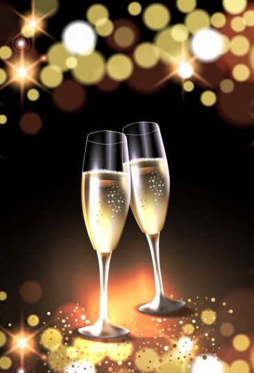 Champagnne-Brillen mit Neujahr Hintergrundvektor 02 Neujahr Jahr Gläser Champagner   