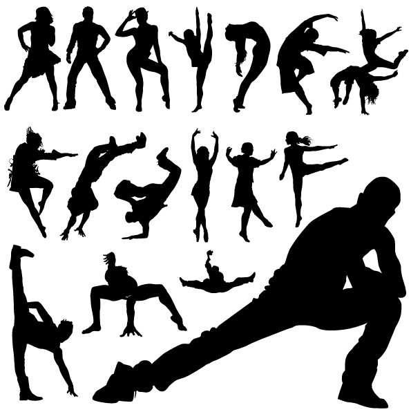 Différentes silhouettes de gens de danse vecteur silhouettes de personnes silhouette personnes différentes   