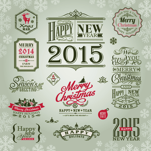 Elegantes Weihnachts-und Neujahrs-Labels für das neue Jahr neues Jahr labels elegant 2015   