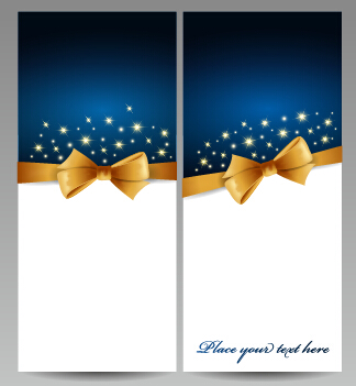 Magnifique 2015 cartes de Noël avec noeud vecteur ensemble 05 Noël magnifique cartes bow 2015   