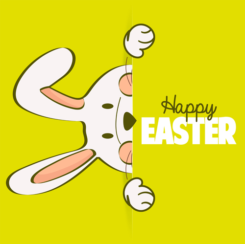Carte de Pâques heureux avec le vecteur de lapin dessiné à la main 04 Pâques main Lapin heureux dessiné carte   