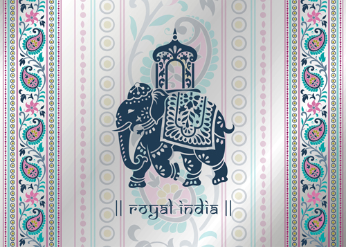 Motifs Indiens avec vecteur éléphants ensemble 03 patterns indien elephants   