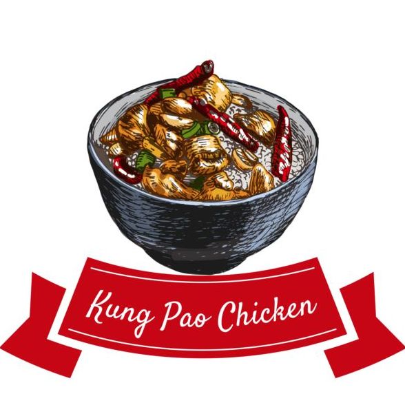 Kung pao Hühnervektormaterial pao Kung Hühnchen.   