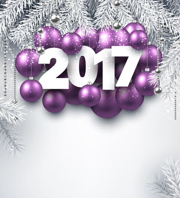 紫色のクリスマスつまらないものと2017新年の冬の背景ベクトル 新しい 年 冬 パープル つまらないもの クリスマス 2017   