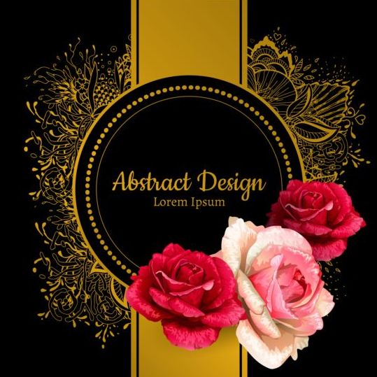 Rose avec le décor doré et le vecteur noir de fond rose or Noir fond decor   
