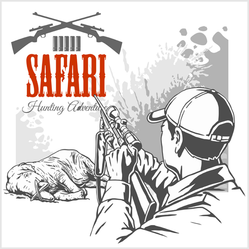 Safari chasse clud affiche vecteur 08 safari poster clud chasse   