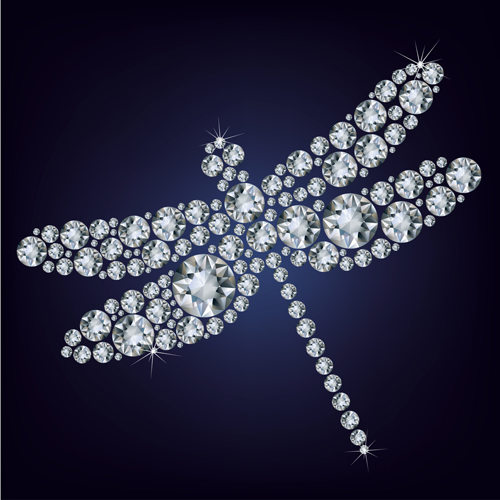 Vecteur de libellule de diamants brillants Libellule Diamant brillant   