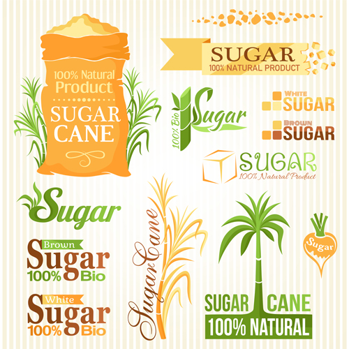 Zucker-Etiketten mit Logos Vektormaterial 03 Zucker material logos Etiketten   