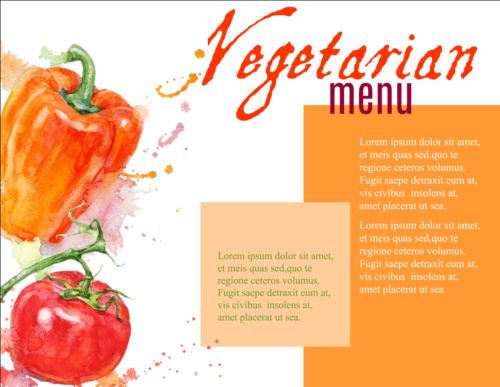 Gemüsemenü Aquarell Vektor 02 menu Gemüse Aquarell   