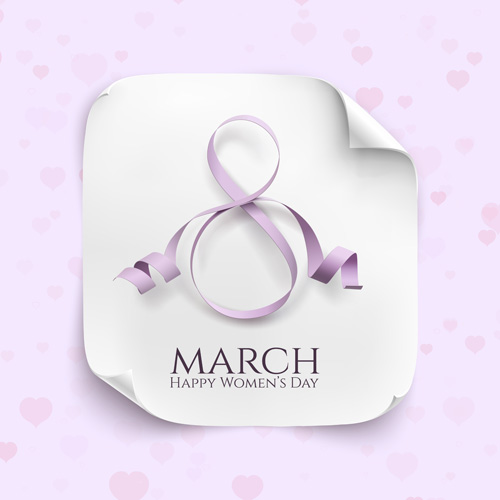 Frauentag 8. Marschkarte mit Bändchenvektor 04 März Karte Frau band   