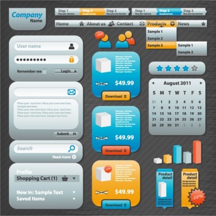 Common Web Design Kit vecteur matériel 03 web elements design common   