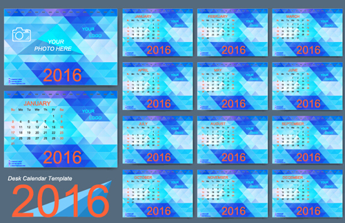 2016 nouvel an bureau calendrier vecteur matériel 01 neuf matériel calendrier bureau année 2016   