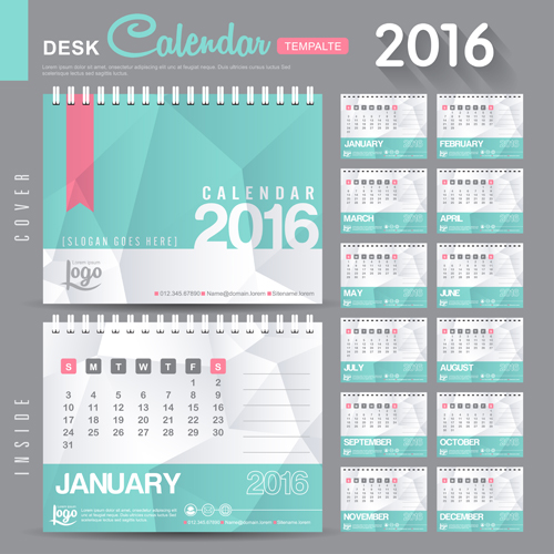 2016新年の机のカレンダーベクトル材料82 材料 机 新しい 年 カレンダー 2016   