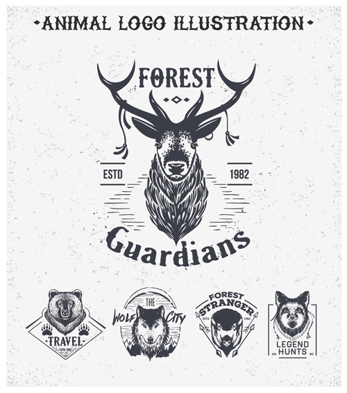 Animal logo illustration Vintage vecteur matériel 02 logo illustration animaux   