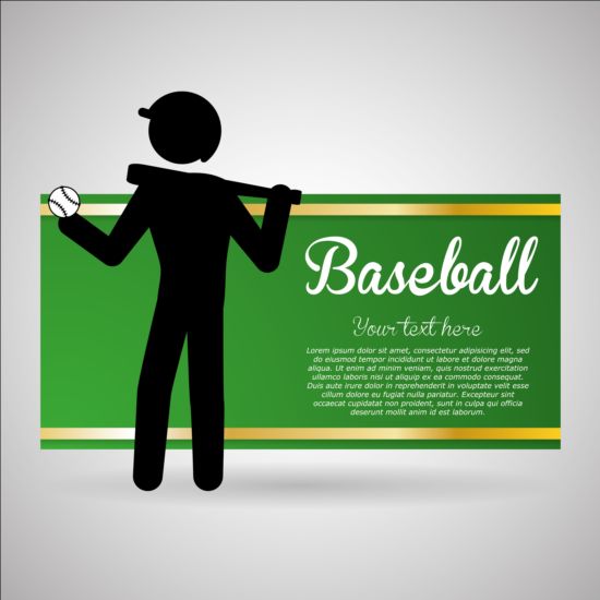 Bannière de baseball vert avec les gens silhouette vecteurs ensemble 03 vert silhouette personnes baseball Bannière   