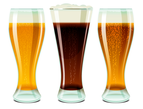 La bière et la tasse en verre conçoivent le vecteur graphique 01 design Coupe en verre Bière   