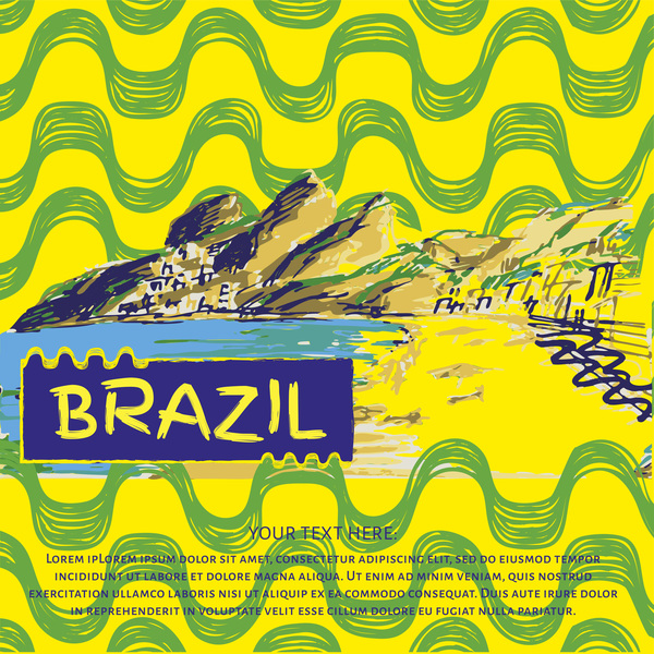 ブラジルの風景手描画ベクトル05 風景 手 ブラジル人   