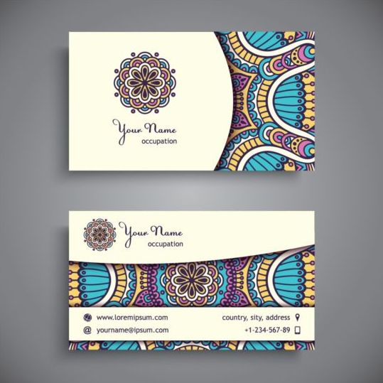 Visitenkarte mit ethnischem Mustervektor-Set 07 pattern ethnic card business   