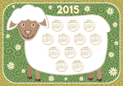Calendrier 2015 et drôle moutons Vector Graphics 03 moutons calendrier 2015   