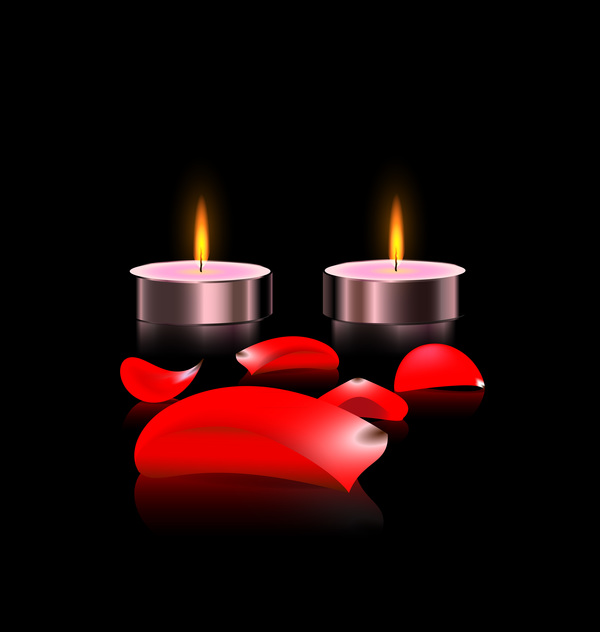 Lumière de bougies avec le vecteur de pétale rouge 01 rouge pétale lumière bougies   