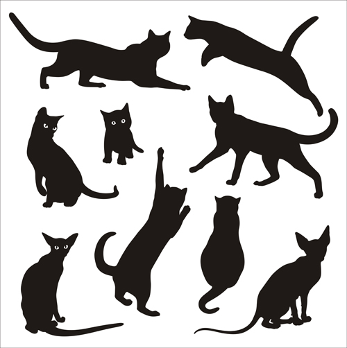 Katzensilhouetten Vektoren setzen 02 Silhouetten Katze   